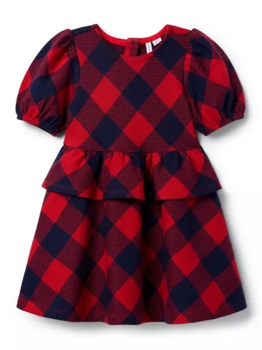 Janie and Jack Red and Navy Plaid Peplum Dress with Bloomers Holiday size 12-18